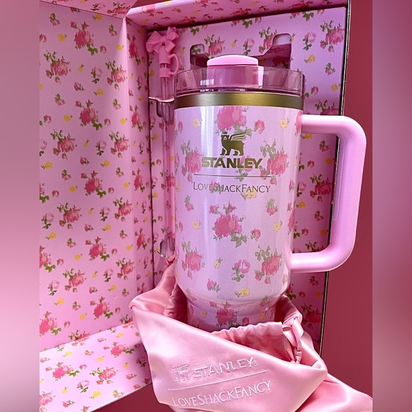 Stanley & Love Shack Fancy Colab NWT SS Tumbler/straw/topper/dust bag/Gift Boxed - Picture 5 of 11